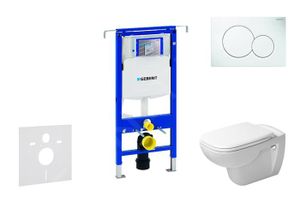 WC - TOILETTES Geberit Duofix Ensemble bâti-support, cuvette de toilette et siège D-Code, Rimless, SoftClose, plaque Sigma01, blanc alpin
