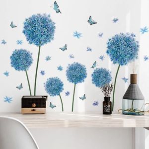 decalmile Stickers Muraux Fleurs Bleues Grand Autocollant Mural Fleurs Bleu  Coquelicot Plante Décoration Murale Salon Chambre Salle de Bain :  : Bricolage