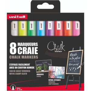 ARDOISE - CRAIE Marqueurs craie - Chalk Marker - Ardoises - Vitrines - Vitres - Pointe moyenne - 8 couleurs