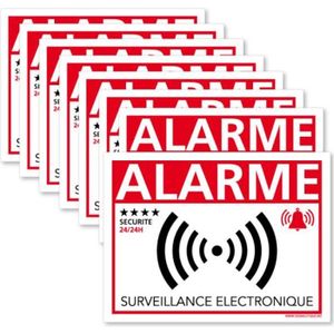 Liaison directe avec la Police Diamètre 75mm Autocollants dissuasifs Sécurité Système électronique Lot de 12 adhésifs Système Électronique Couleur Blanc