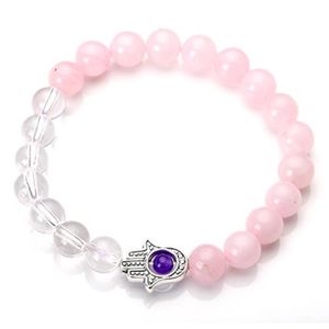 8 mm Naturel Pierre bouddhiste Rose Jade 108 prière perles Mala Bracelet Collier 859