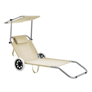roues Chaise de plage transat transat chaise longue transport beachtrolley pliable marquise 