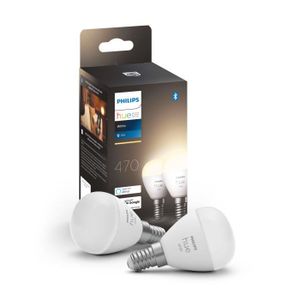 AMPOULE - LED Philips Hue White, ampoule LED connectée Luster E14, compatible Bluetooth, pack de 2