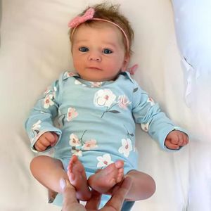 POUPÉE Pinky Reborn Poupées Bébés Nouveau-nés Réalistes Fille 19 pouces 48 cm Corps en Tissu Yeux Bleus Cadeau d'Anniversaire