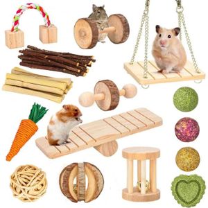 JOUET OmeHoin Lot de 15 jouets à macher eois naturel pour hamster, hamster, gerbille, rat, cochon d'Inde, gerbille, etc. Pour petits a17
