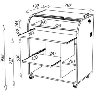 BUREAU  Bureau secrétaire à rideau Blanc - TOP n°2