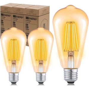 AMPOULE - LED Ampoule LED Edison E27, ampoule LED rétro, ampoule décorative rétro, ST64 6 W (équivalent à 60 W), blanc chaud 2700 K, adapt[D9287]