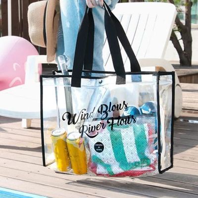 Sac top plage transparent