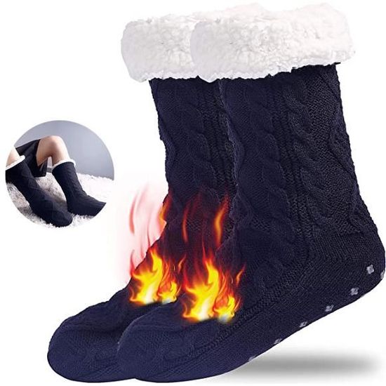 Chaussons Chaussettes Home Boots Femme 36/38 – Hiver Doux Et Antidérapants – Motif Imprimé Cosy