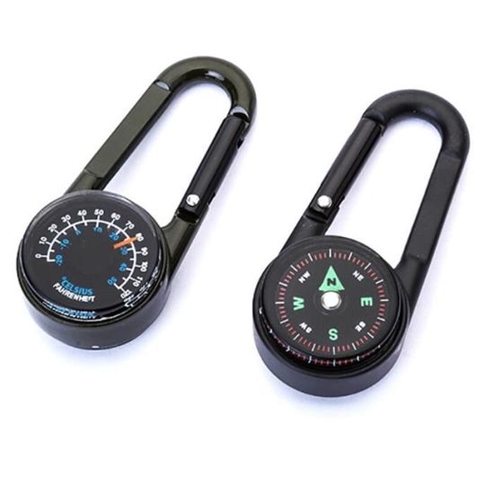 Mousqueton Boussole Miniature - Outil De Survie Multifonction Portable, Bleu, 74x35mm