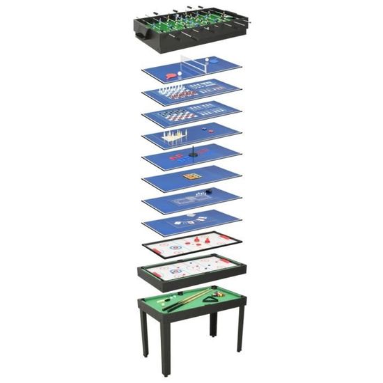 Table de jeu multiple 15 en 1 - VidaXL - 121x61x82 cm - Noir