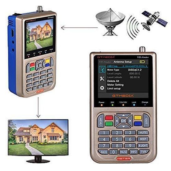 GT MEDIA V8 Satellite Finder Mètre TV DVBS / S2 / S2X Détecteur de
