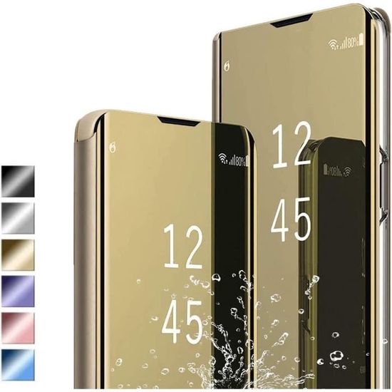 Coque Xiaomi Redmi Note 9, Etui à Rabat Miroir Smart Flip avec Fonction Coque Xiaomi Redmi Note 9, Etui à Rabat Miroir Smart Flip avec Fonction