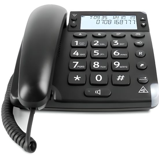 Téléphone filaire DORO Magna 4000 avec ID d'appelant/appel en instance - Noir