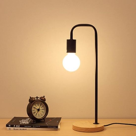 Lampe de Table Vintage Rustique de Chevet en Bois Lecture Ferme Moderne de Chevet Lumière
