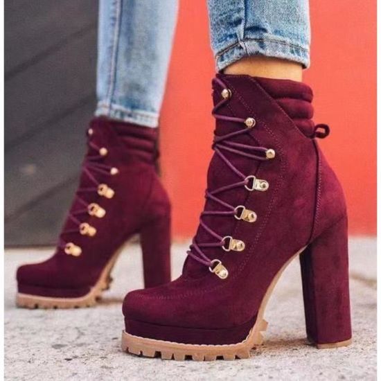 Boots outlet femme bordeau