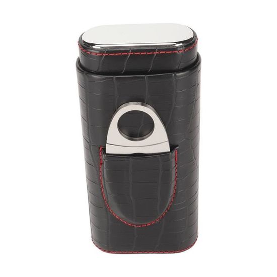 Cave à Cigares Portable Cuir & Cèdre 3 Tubes – Étui Voyage Marron Avec Coupe-Cigare Inox