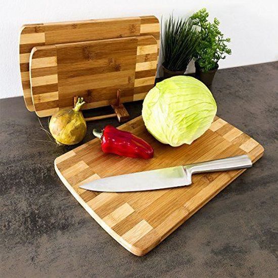 Vaisselle Planches à découpées pour 10 Assiettes Relaxdays Égouttoir Range-Planche en Bambou Support à couvercles 