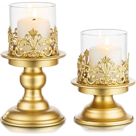 Candelabre à 3 Bras Noir Sziqiqi Avec Verres Hurricane - Style Gothique Pour Décoration D'intérieur Et Fêtes