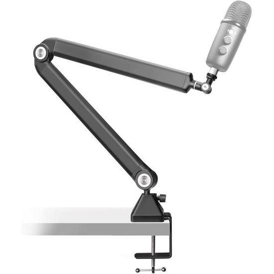 Support Micro Bureau Flexible 13 Pouces – Pince De Table Métal, Clip Micro Inclus – Pour Podcast, Streaming