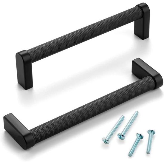 Amerdeco 10 Pièces Poignee De Meuble Noir Cuisine Entraxe 128mm