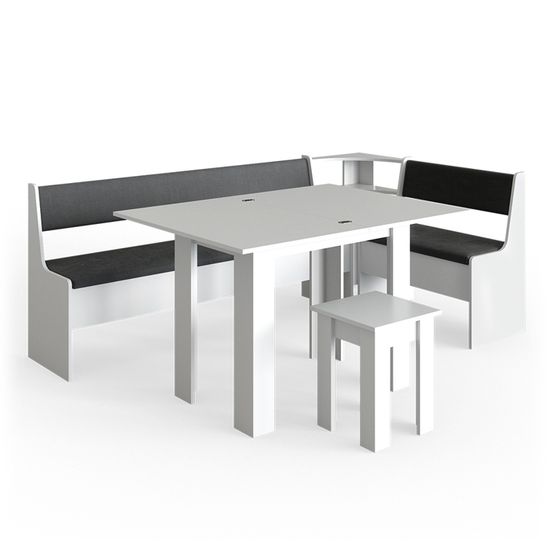 Ensemble table et bancs en angle Vicco Roman, banc de cuisine, banc avec coffre, banc de salle à manger pour table de salle à mange