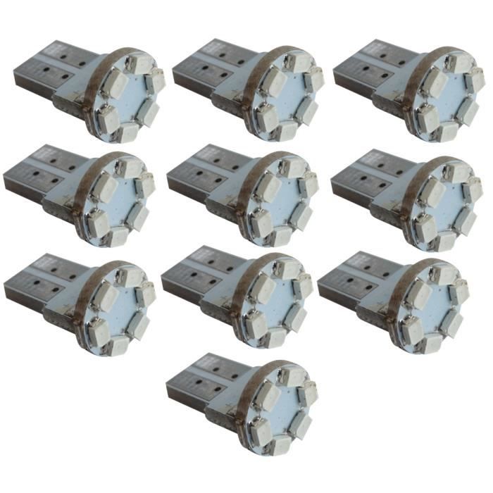 Aerzetix: 10x ampoule T10 W5W 12V 6LED SMD bleu veilleuses éclairage intérieur seuils de porte plafonnier pieds lecteur de carte
