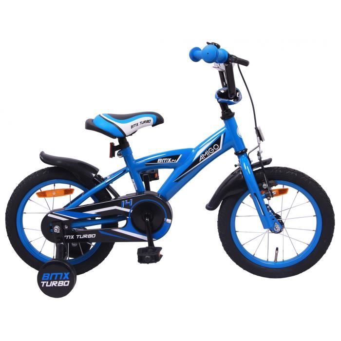 Amigo BMX Turbo - Vélo enfant 14 pouces - Pour garçons à partir de 3-4 ans - Bleu