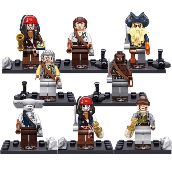 8 pcs/ensemble Pirates des Caraïbes Capitaine Jack Sparrow Figurines Blocs de Construction Bébé Brique jouet Enfants Cadeau Compatib