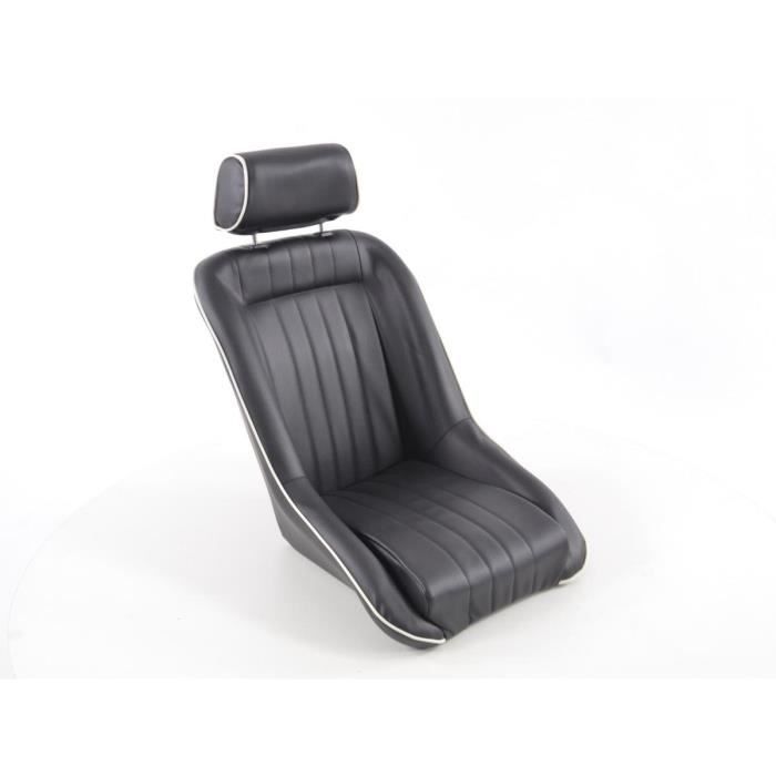 Paire de siege baquet Oldtimer Retro Simili Cuir Noir Non Inclinable