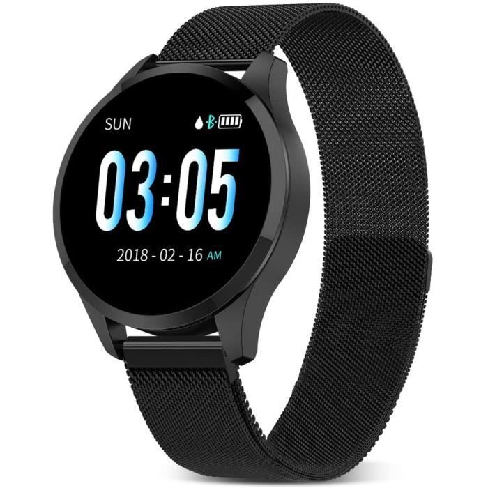 GOKOO Montre Connectée Femmes Homme Montre Intelligente Bluetooth Étanche Bracelet Connecté Cardiofréquencemètre Podomètre Cardio Sm
