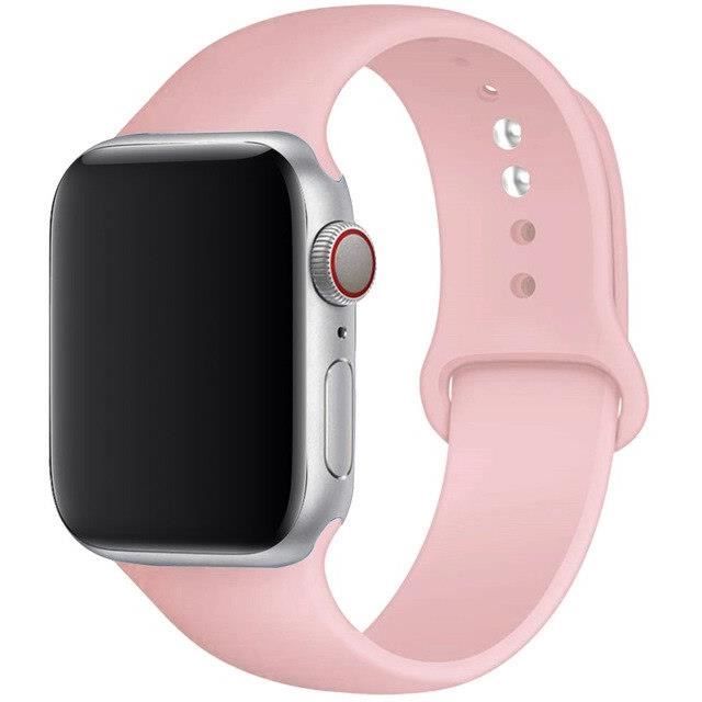 38MM 40MM SM - Bracelet en silicone imprimé pour apple watch, accessoires pour apple watch série 3 4 5 SE 6 -sable rose
