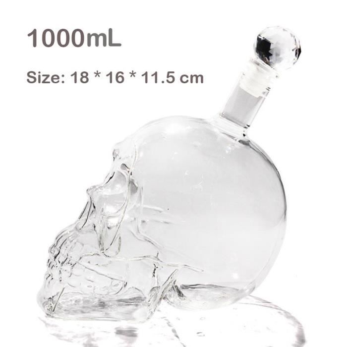 Carafes vin,Bouteille de Vodka en verre, 125ML, 350ML, 550ML, 1000ML, avec crâne, carafe pour vin, gothique créatif - Type 1000ml