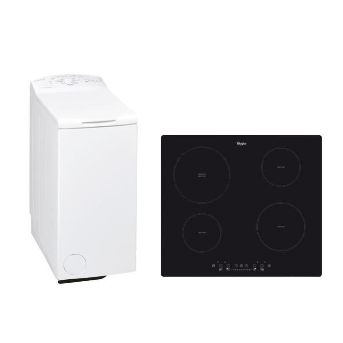 WHIRLPOOL AWE 6560 Lave-linge top - 6 kg - 1000 trs / min + ACM508NE Plaque de cuisson Induction - 4 zones - 6500W