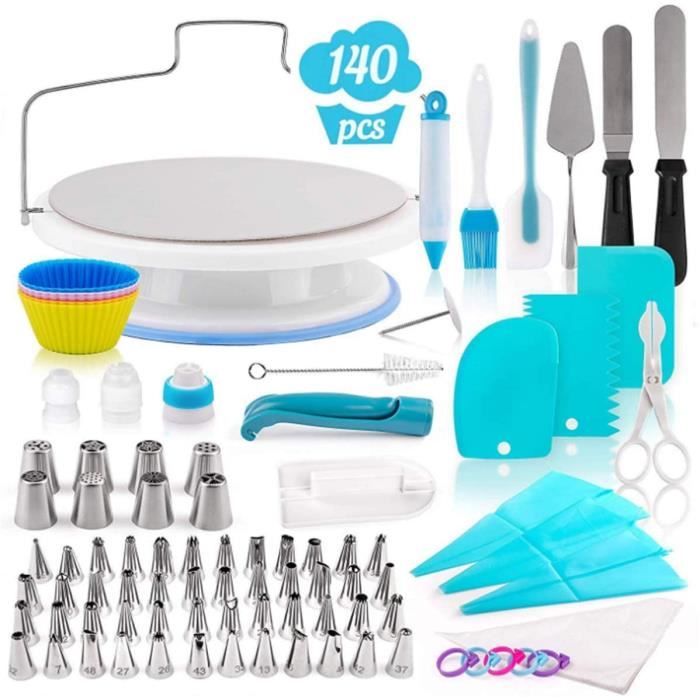 eTakin® Moule à Gàteau - Plateau Tournant Pâtisserie 140pcs Kit pour Cuisine Décoration de Gâteaux