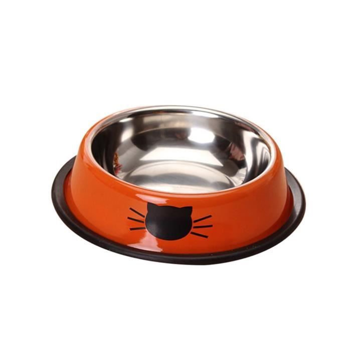 Pet Bol en acier inoxydable Cage écuelle pour chien avec un boulon Porte-eau Feeder alimentaire-Orange