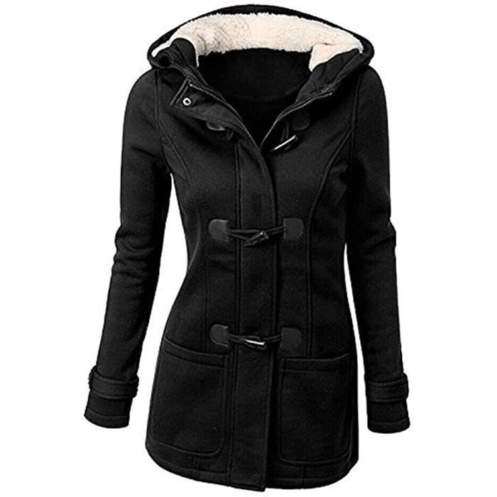 Manteau Femme de mi-longue à capuche Manteau épaississant Slim Duffle coat