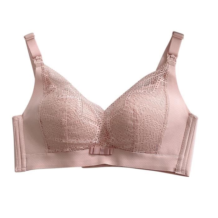 lingerie femme Soutien-gorge d'allaitement en dentelle sans anneau en acier pendant la grossesse Rose