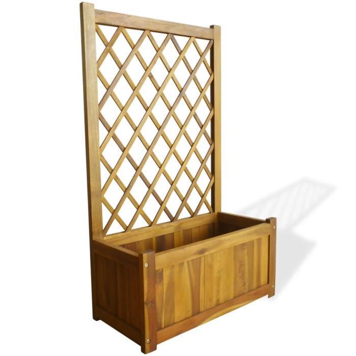 Jardinière avec treillis Bois massif d'acacia