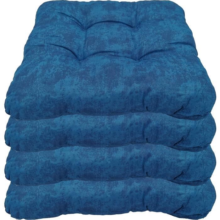 4x Coussins de siège Milano 40x40 cm BLEU FONCÉ - Coussin de chaise en dessin marbre pour intérieur et extérieur