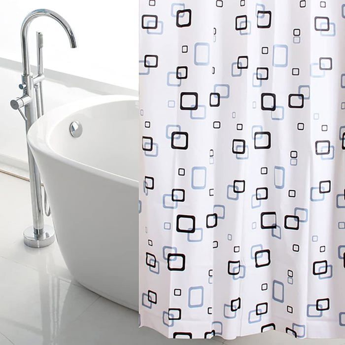 Rideau De Douche EVA Qidordour Anti-moisissure 183x183cm - Design 3D Givré Avec Aimants - 12 Crochets Inclus
