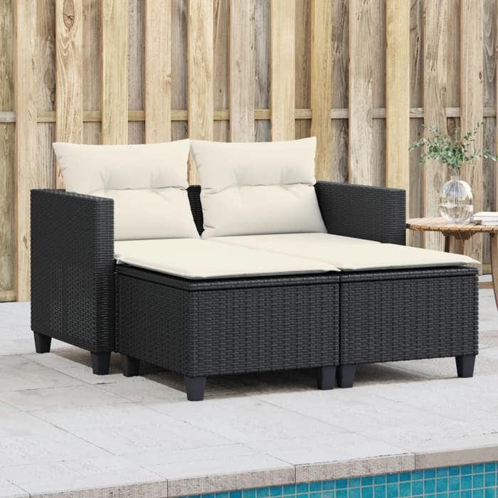 vidaXL Canapé de Jardin 2 Places avec Tabourets Siège de Patio Meuble de Terrasse Balco Arrière cour Extérieur 365794 - vue 5