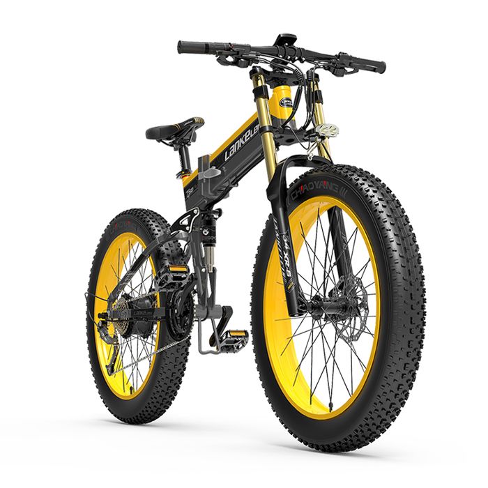 LANKELEISI XT750plus Vélo assistance électrique - cadre 18 pouces - roue en aluminium 26 - 48V 17.5AH - 45KM/H - jaune -1000 W