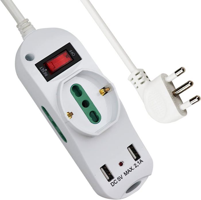 Multit I S50 Multiprise 5 Places Polyvalente (Schuko 10-16 A) Avec