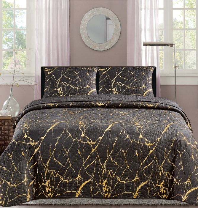 Autrefois Dessus De Lit Boutis Coton 260*260 Cm + 2 Taies 65 * 65 Cm Bastidon Gris, Couvre-lit 2