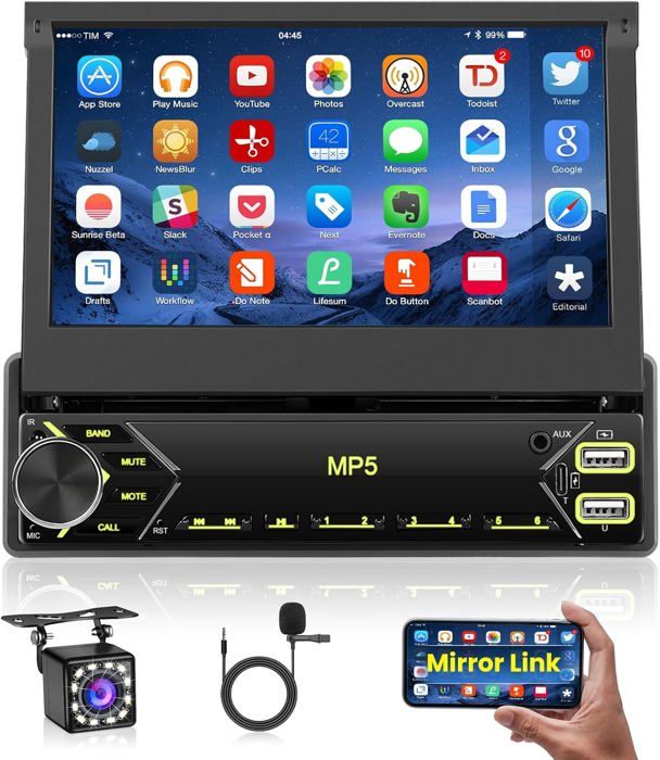 Autoradio universel 7 pouces Android 8.1 One DIN Navigation GPS Lecteur multimédia avec Bluetooth WIFI Musique Support Mirror Link SWC DVR 1080P Vidéo