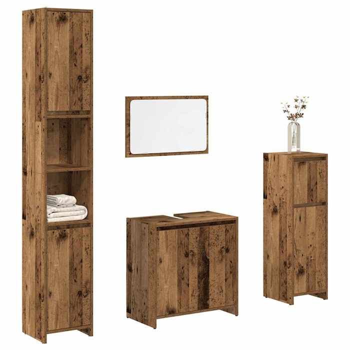 vidaXL Ensemble de meubles salle de bain 4 pcs bois dingénierie armoire de salle de bain placard de salle de bain 3328555