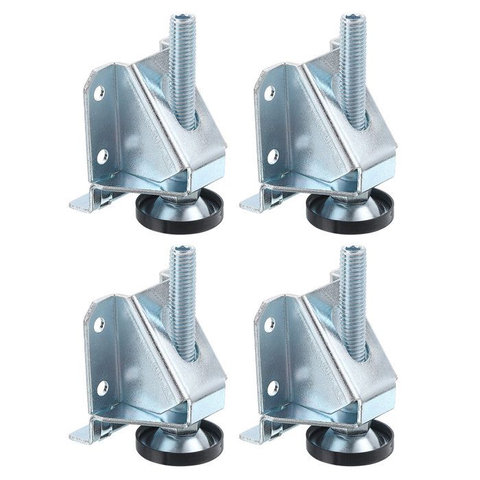 4 Supports Flottants Réglables Invisibles 76x20x125mm Acier Argent