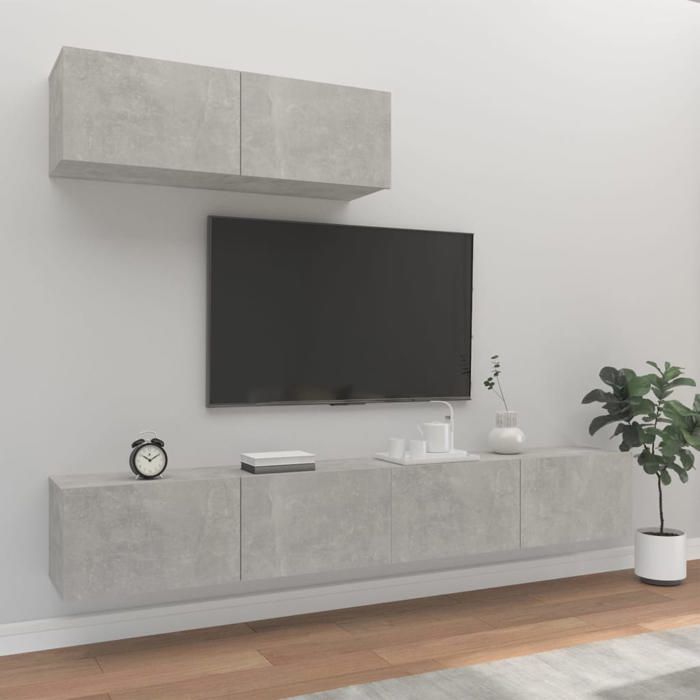 SHOP Ensemble de meubles TV - 3 pcs - Gris béton Bois dingénierie - Armoire de télévision B - 490297021785