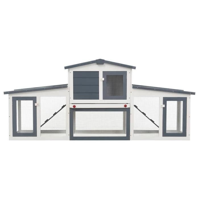 Meilleurs prix pour Bon plan Clapier Lapins Petit enclos - JILI HOT - Clapier large dextérieur - Gris et blanc 204x45x85cm Bois - Pour Jardin
